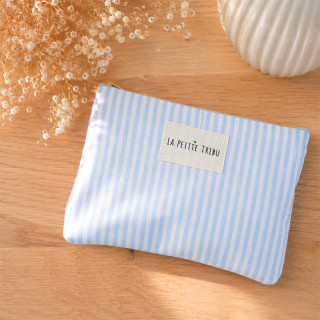 Pochette rayée bleue et blanche
