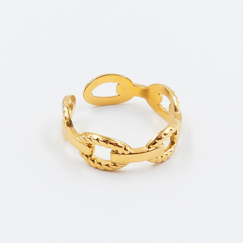 Bague Ajustable Acier Doré Maille Marine