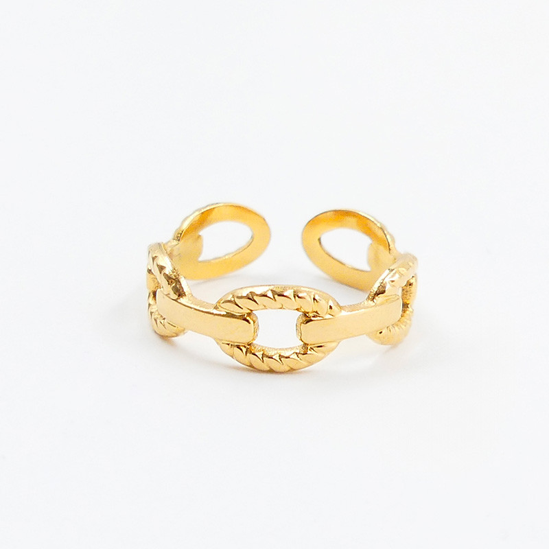 Bague Ajustable Acier Doré Maille Marine
