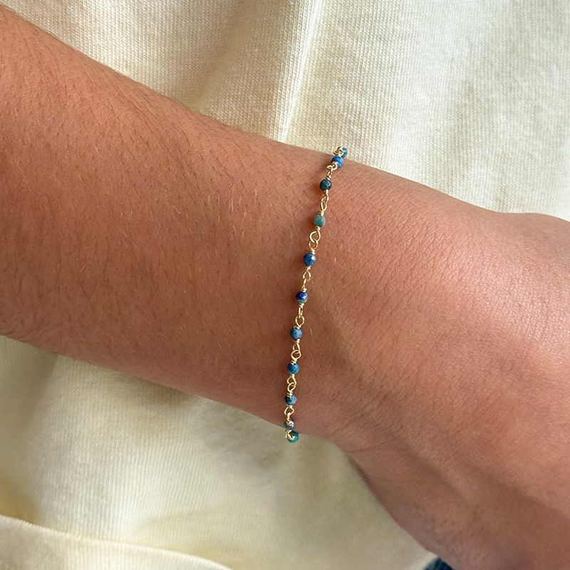 Bracelet enfant plaqué or turquoise africaine