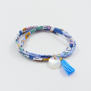 Bracelet pompon bleu enfant