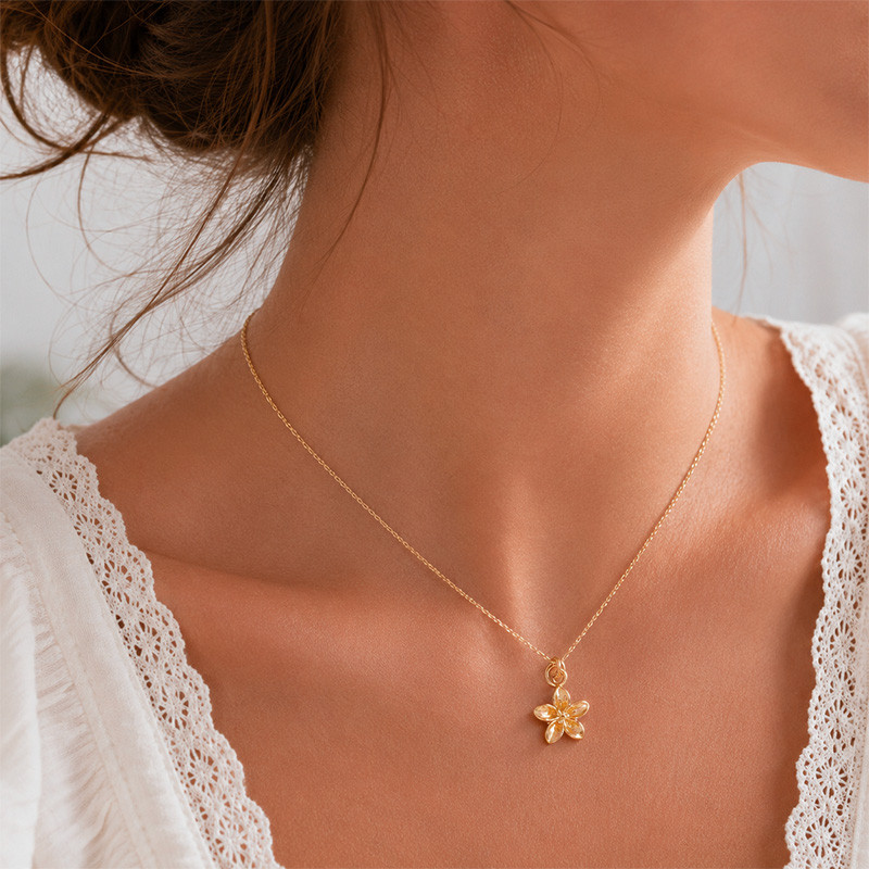 Collier Plaqué Or pendentif fleur tropicale