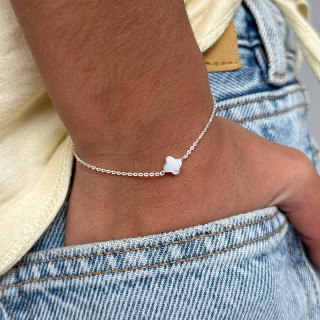 Bracelet enfant argent 925 trèfle nacre