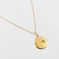 Collier Plaqué Or pendentif constellation strass vert