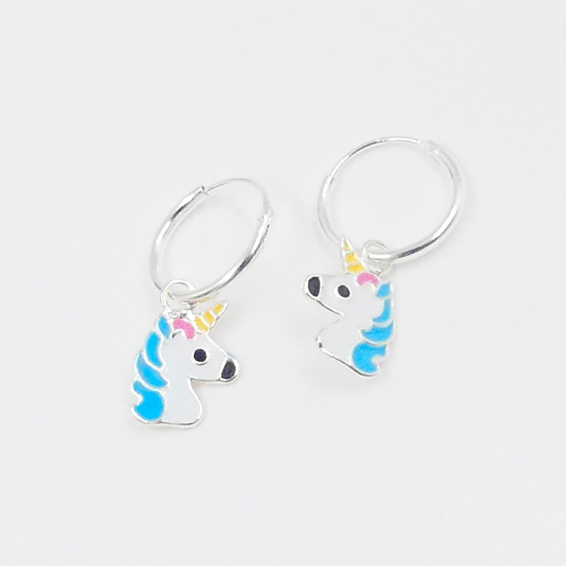 Mini Créoles argent enfant licorne