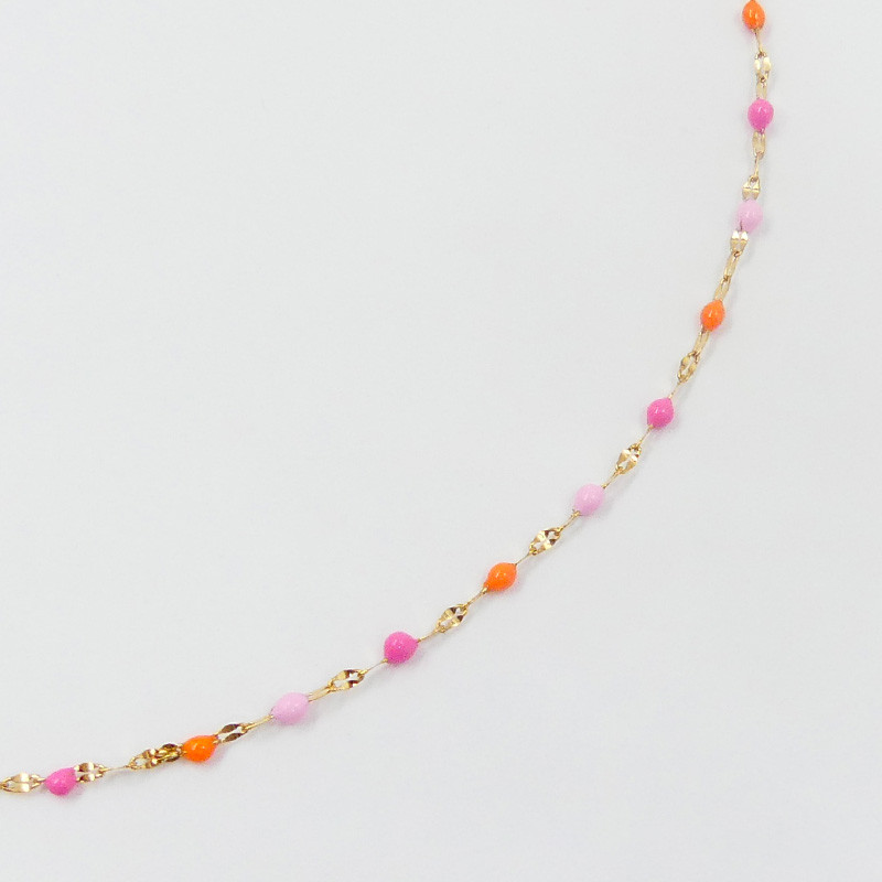 Collier acier doré perles colorées