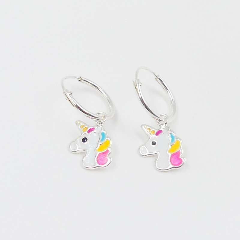 Mini Créoles argent enfant licorne