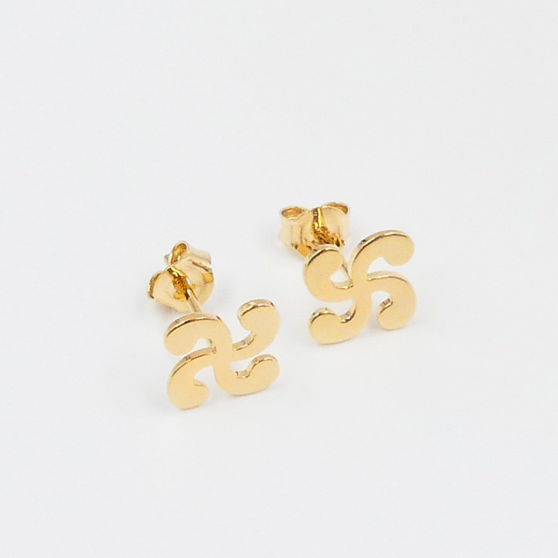 Boucles d'oreilles Croix Basque dorées