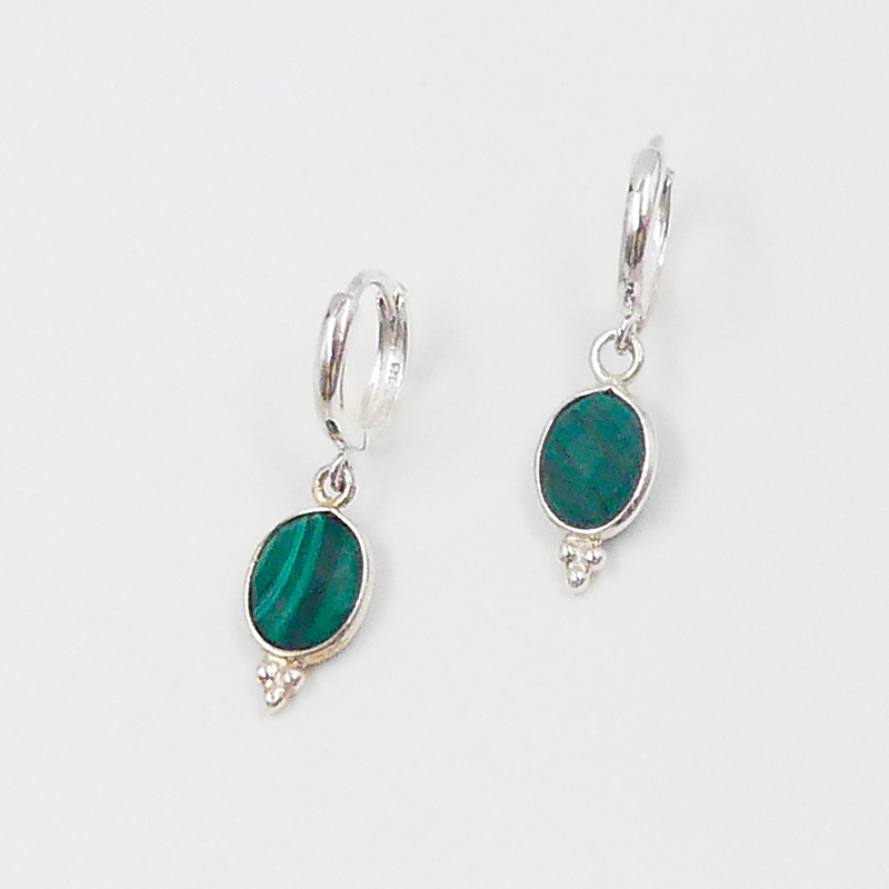Boucle d’oreille argent 925 malachite