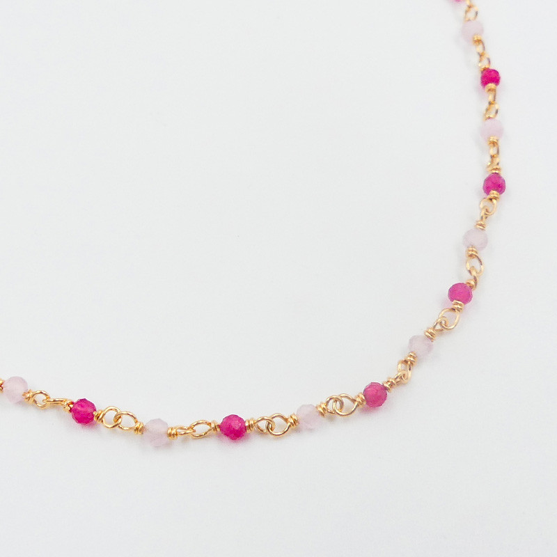 Collier Doré rang de pierres fines links