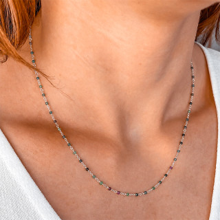 Collier Argent rubis zoisite 50 cm
