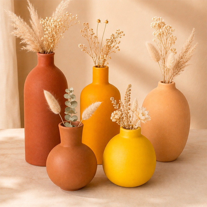 Vases fleurs séchées
