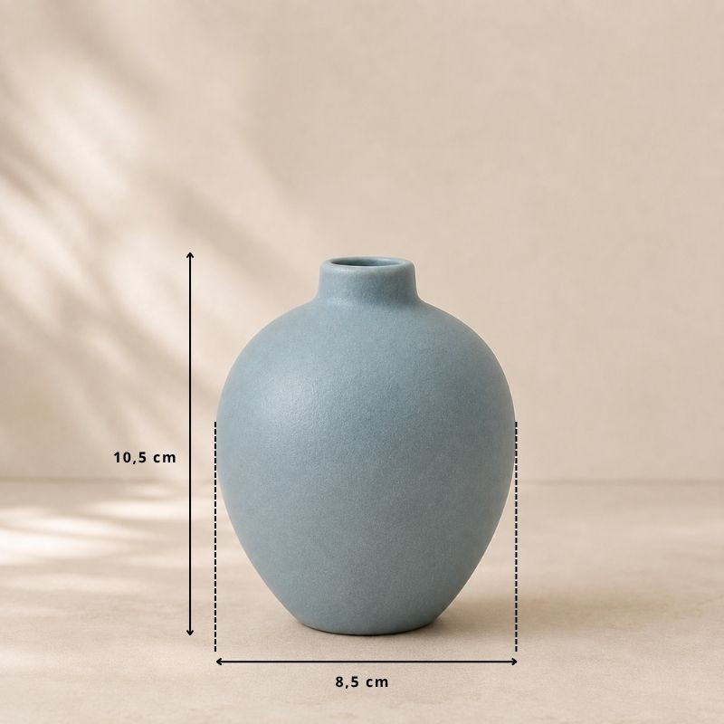 vase bleu grisé rond décoratif