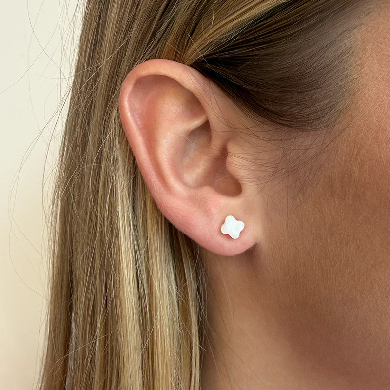 Boucles d’oreilles trèfle nacre