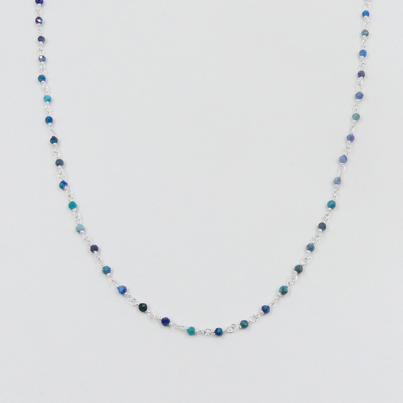 Collier Argent rangs de pierres fines