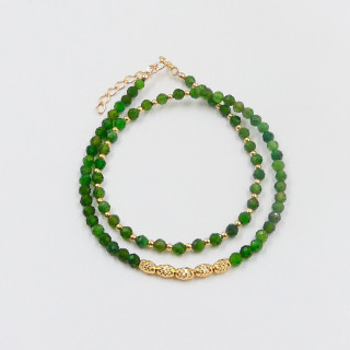 Bracelet plaqué or double rangs Diopside pour femme