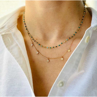 Collier Doré rang de pierres fines links