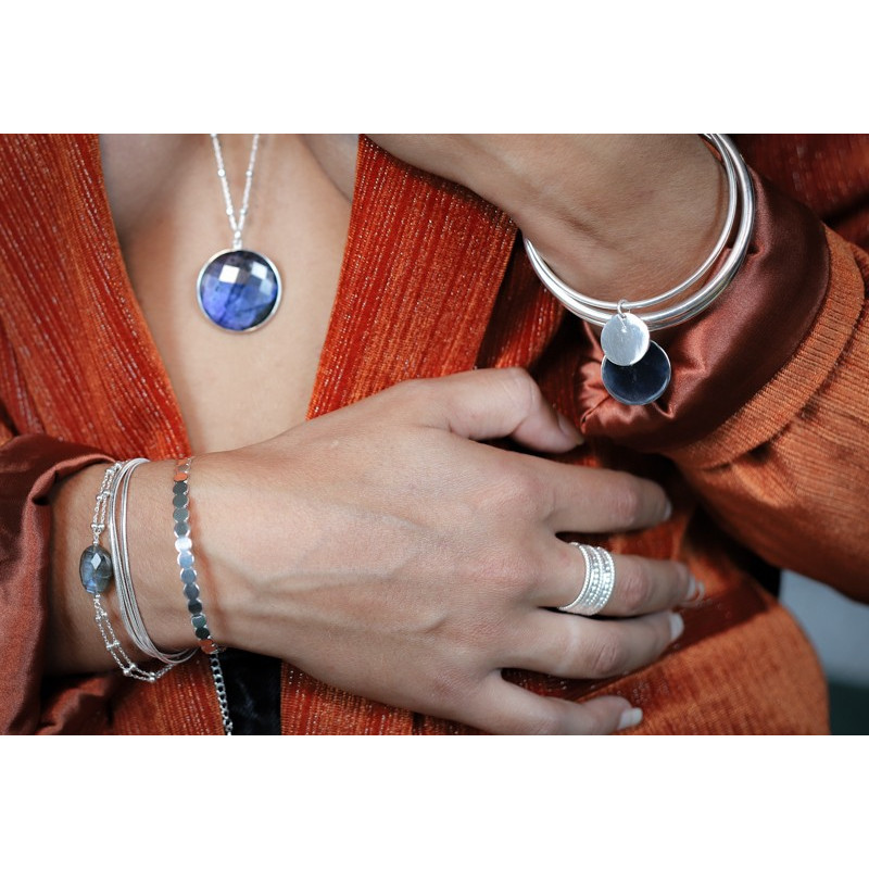 Jonc Argent Petite Médaille 15 mm