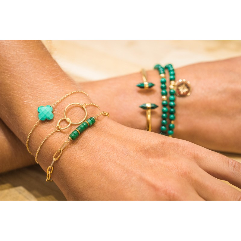Bracelet Plaqué or Double Cercles XS