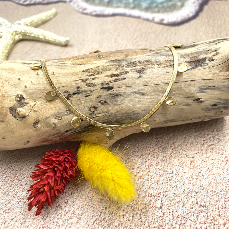 Collier mailles serpent breloques gouttes