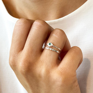 Bague Argent fine pastilles