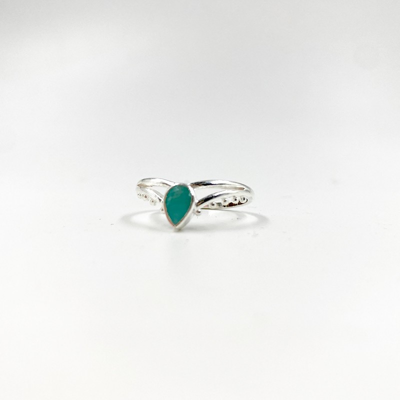 Bague Argent double V Amazonite
