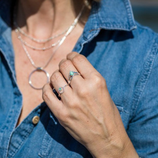 Bague Argent double V Amazonite