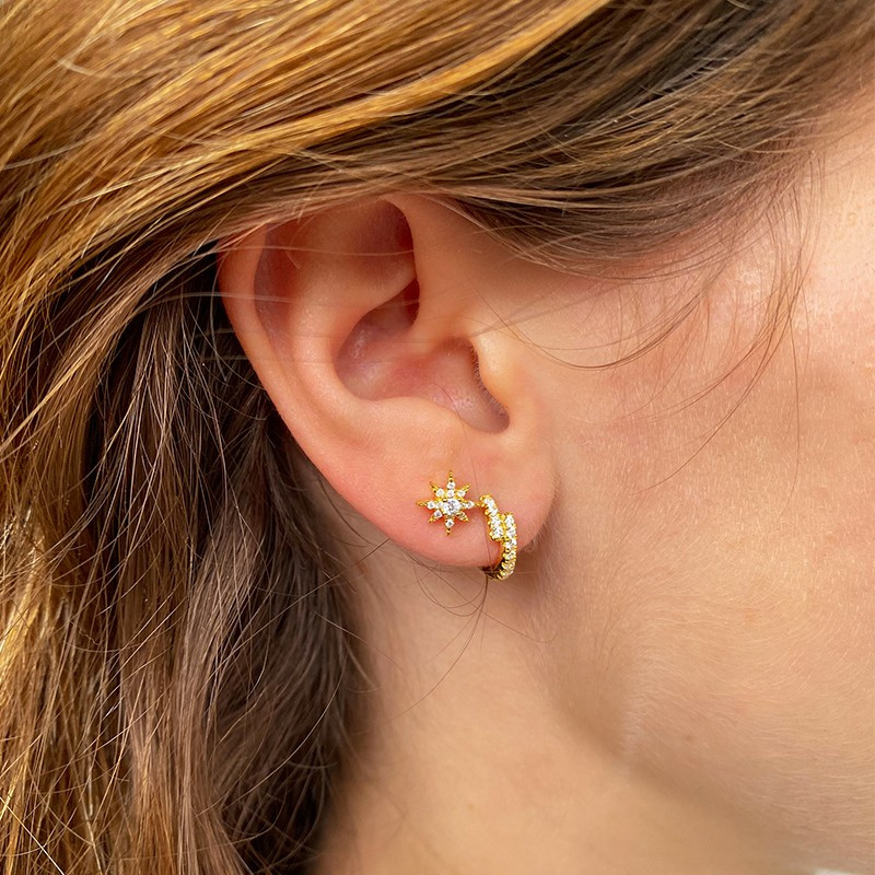 Mini Créoles Dorées Strass Zigzag