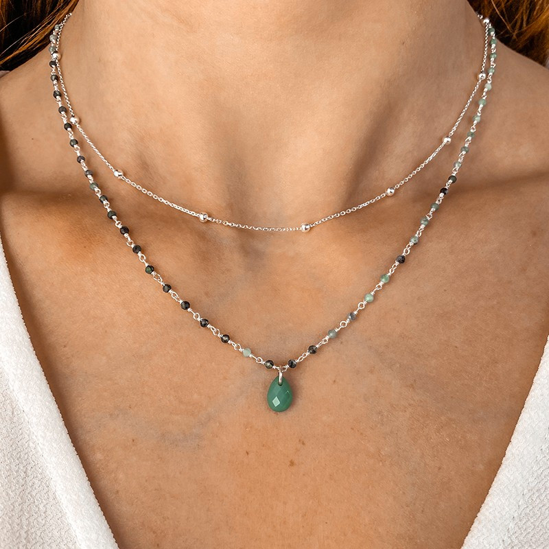 Collier Argent ras de cou boules