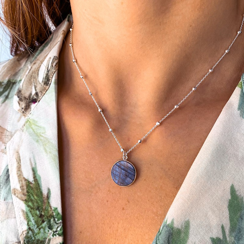 Collier Argent Labradorite