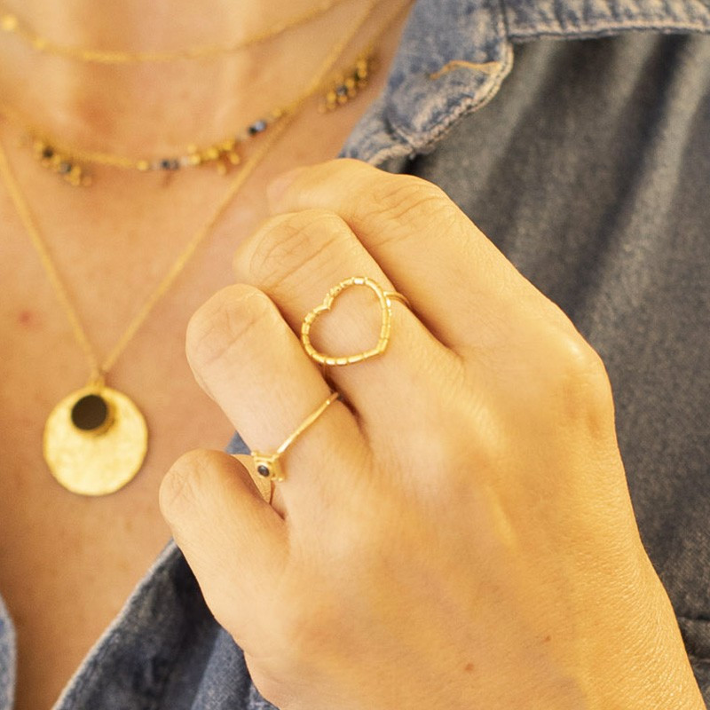 Bague Dorée Grand Coeur ciselé