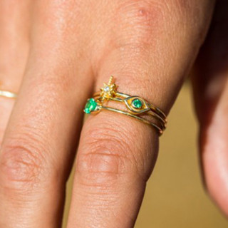 Bague Dorée Etoile Du Nord Zirco