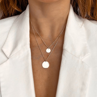 Collier Argent double médailles