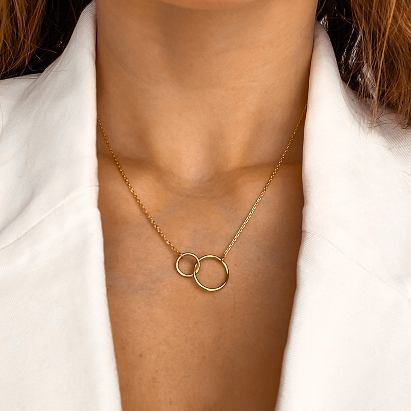 Collier Plaqué Or Double Cercles XS