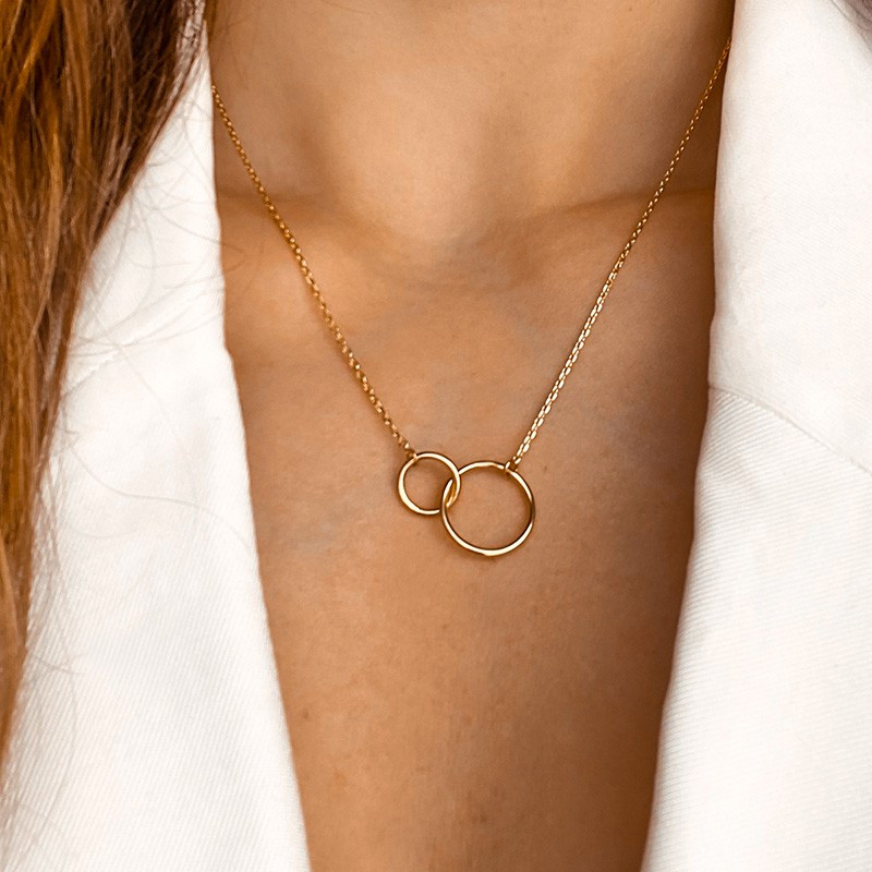 Collier Plaqué Or Double Cercles XS
