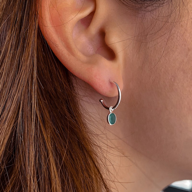 Mini créole Argent Amazonite ou Onyx vert