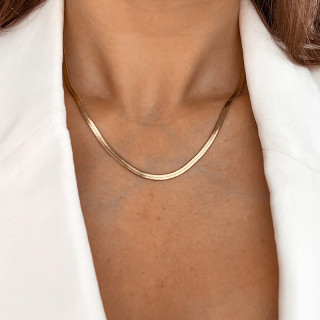 Collier maille serpent acier doré