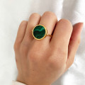 Bague Dorée Malachite ronde