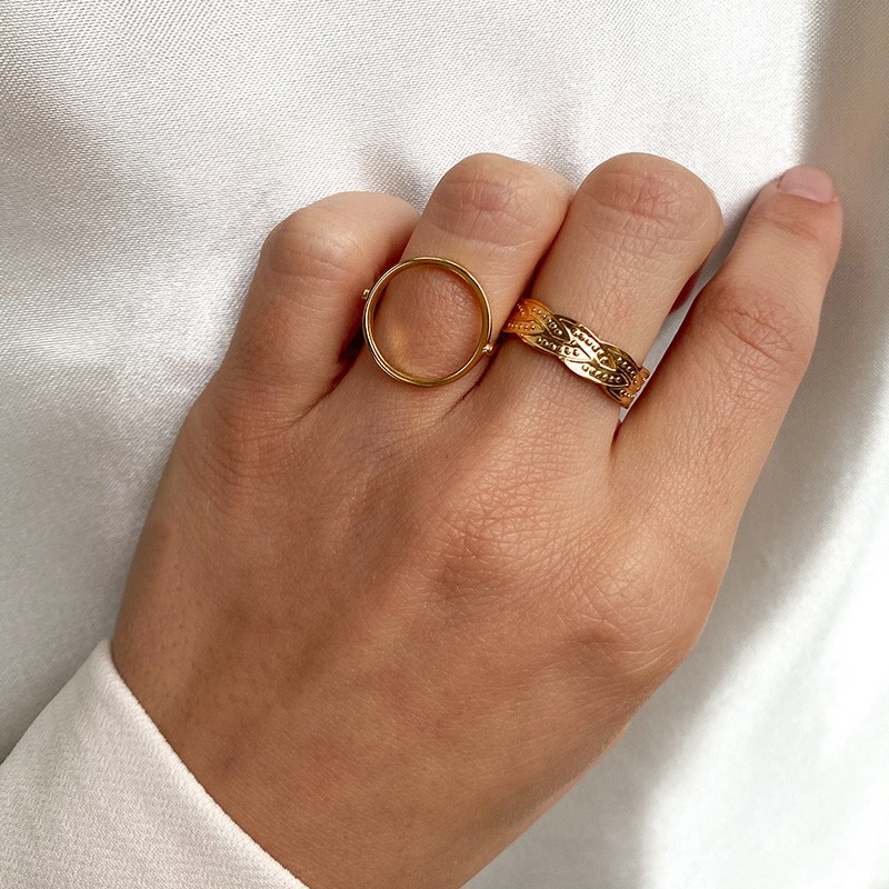 Bague ajustable cercle en acier doré