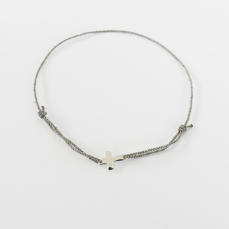 Bracelet Cordon Argent Croix