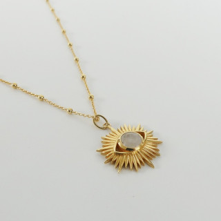 Collier plaqué or pendentif pierre fine