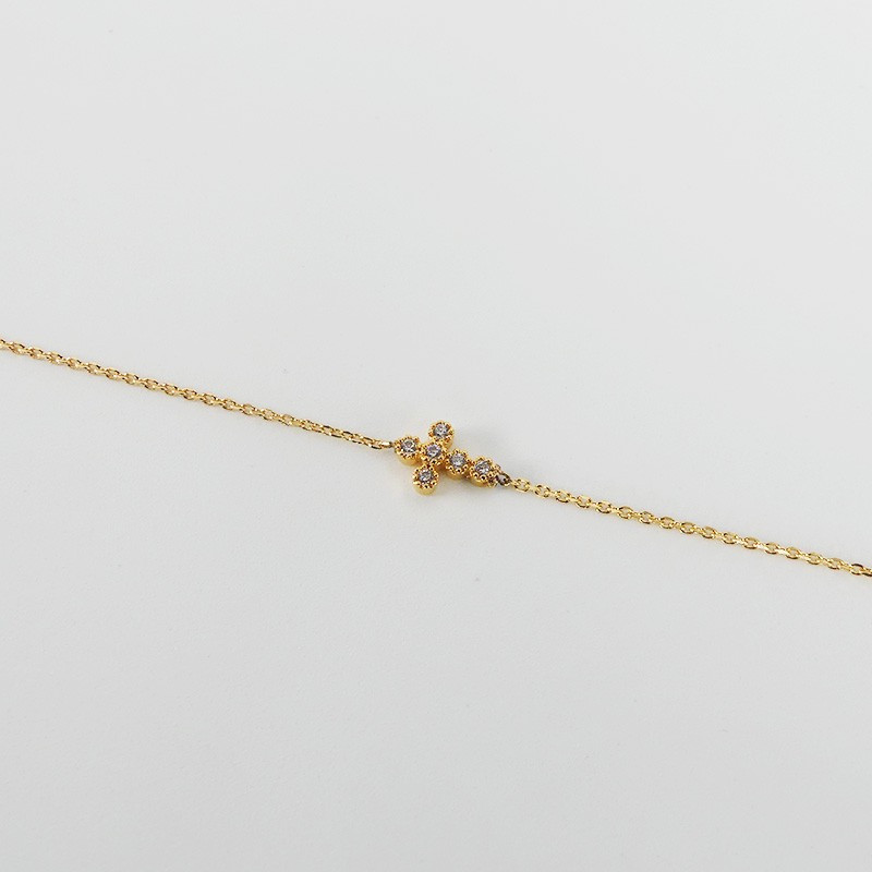 Bracelet Plaqué or Croix Strass