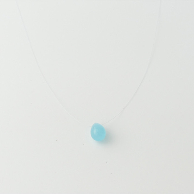 Collier Nylon Goutte Aqua Calcédoine