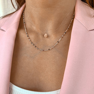 Collier Argent rangs de pierres fines