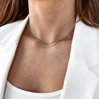 Collier Doré rang de pierres fines links