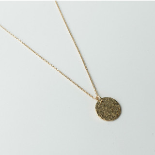 Collier Plaqué Or Médaille Martelée