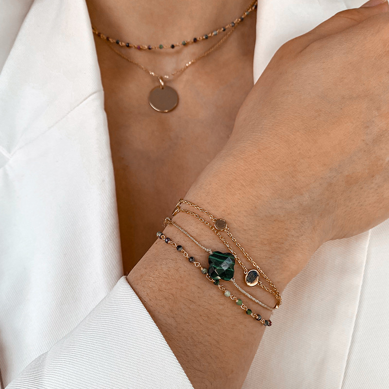 Bracelet Doré rang de pierres fines