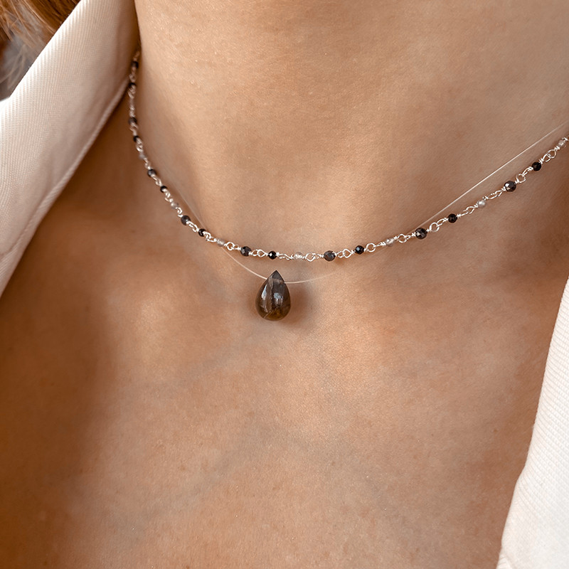 Collier Nylon Goutte Labradorite