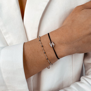 Bracelet Cordon Argent Grain de Café