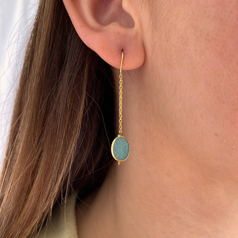Boucles d'oreilles Dorées Pendantes pierres fines